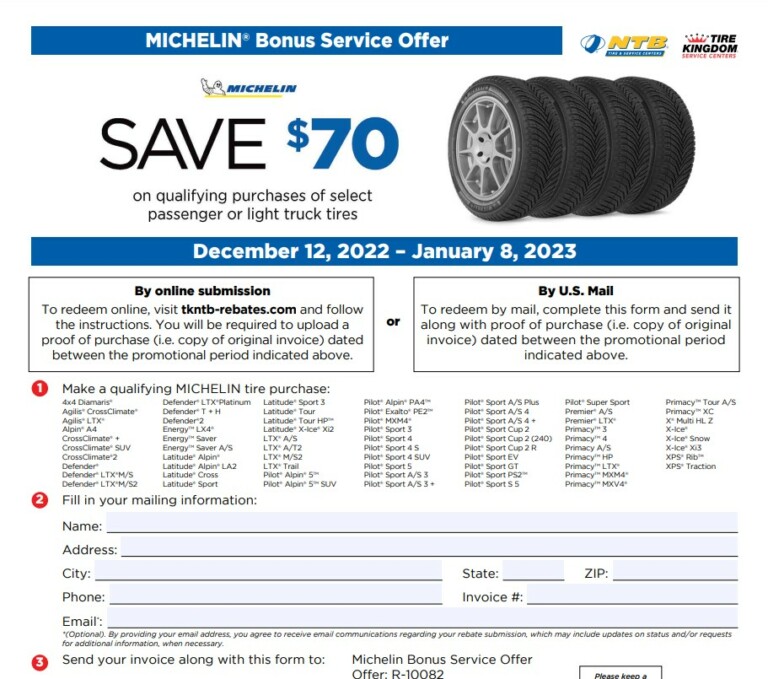 Michelin Tire Rebate 2023 Claim Your Rebate Today!