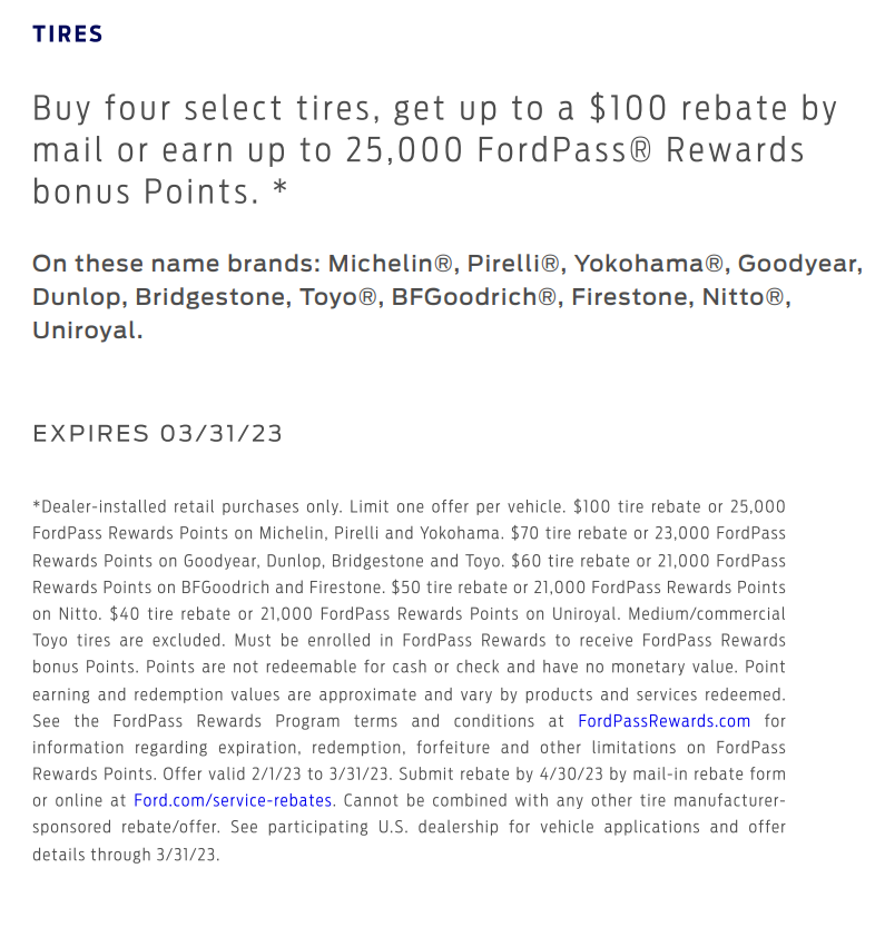 Ford Tire Rebate 2023