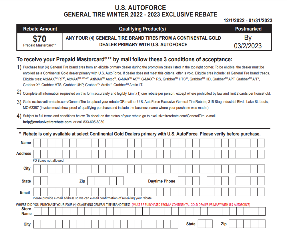 GT Tire Rebate 2023