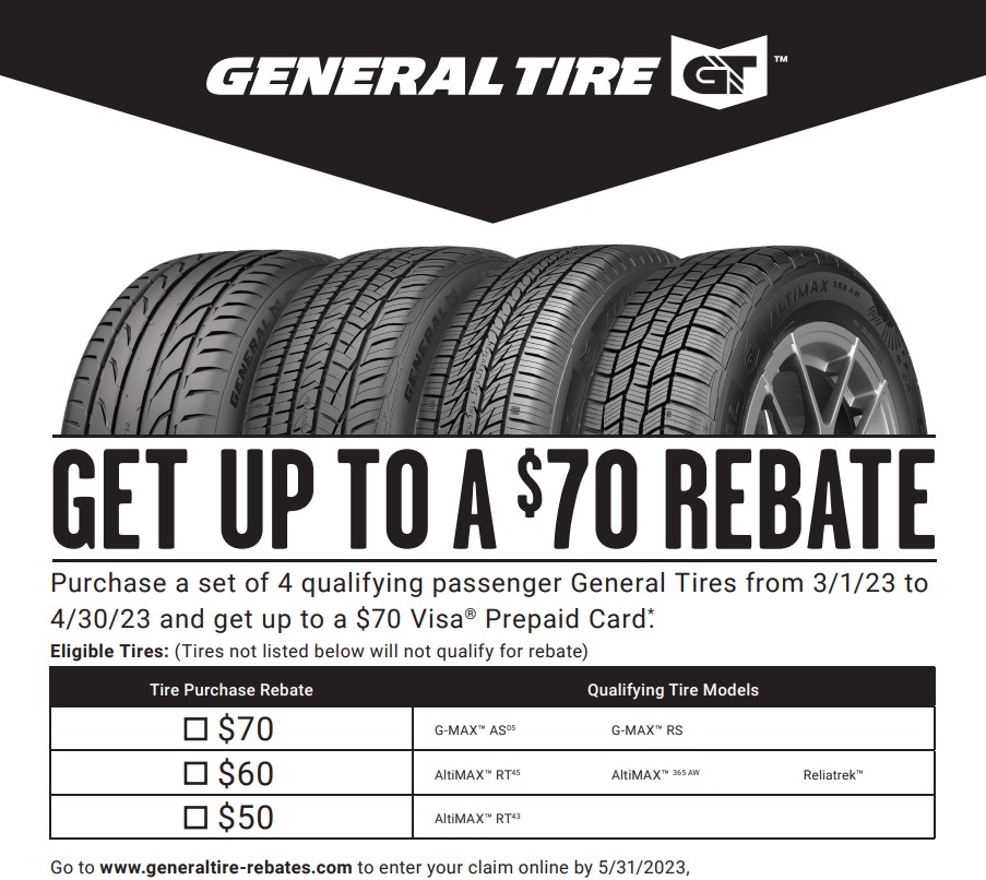 Save Big With General Tire Rebate 2023 Qualify Today TireRebate