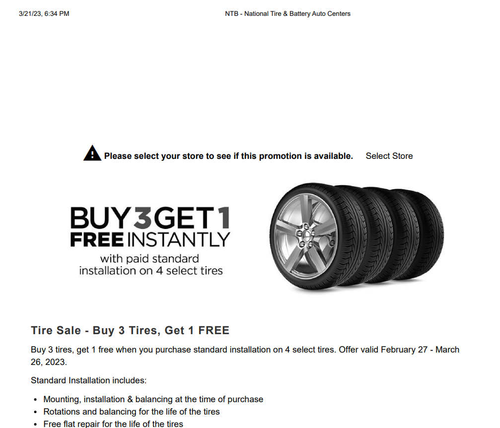 Ntb Tire Rebate