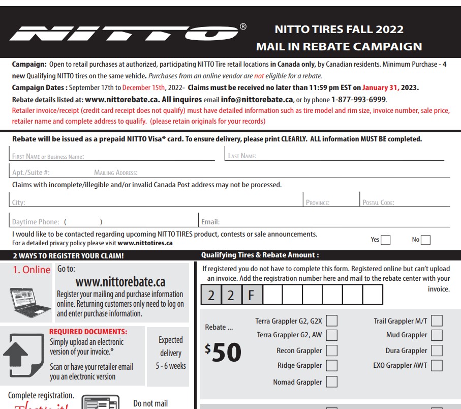 Nitto Tire Rebate 2023