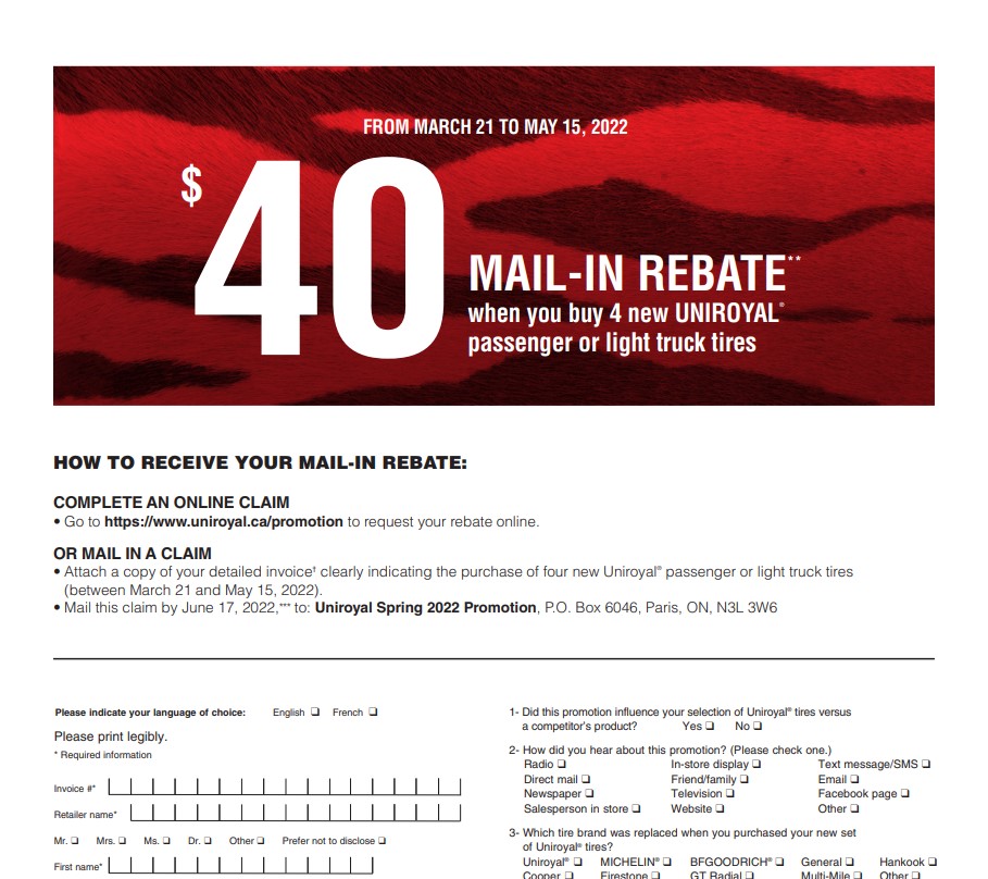 Uniroyal Tire Rebate